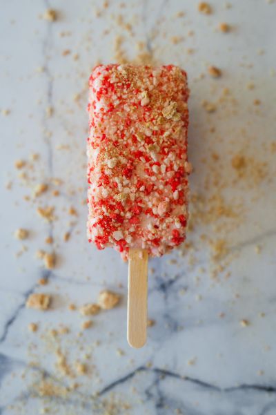 water ice-cream on stick with candys